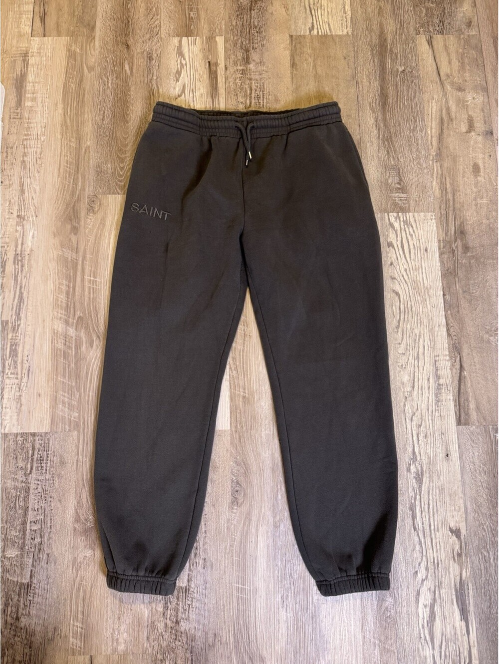 Fashion Nova Saint Mens Fleece Joggers Sweatpants Charcoal Black Gray Size XL